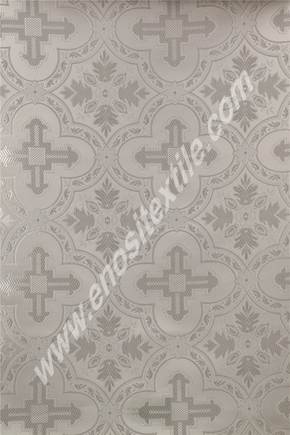 KL-036 White-Silver Brocade Fabrics